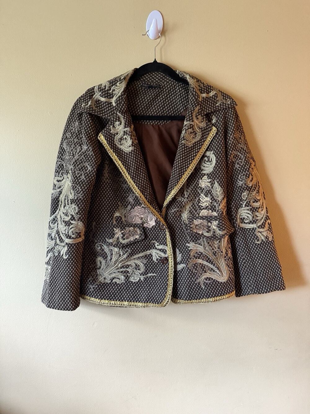 Witchy Renaissance Jacket Women S Embroidered Floral Gold Trim Vintage Tapestry